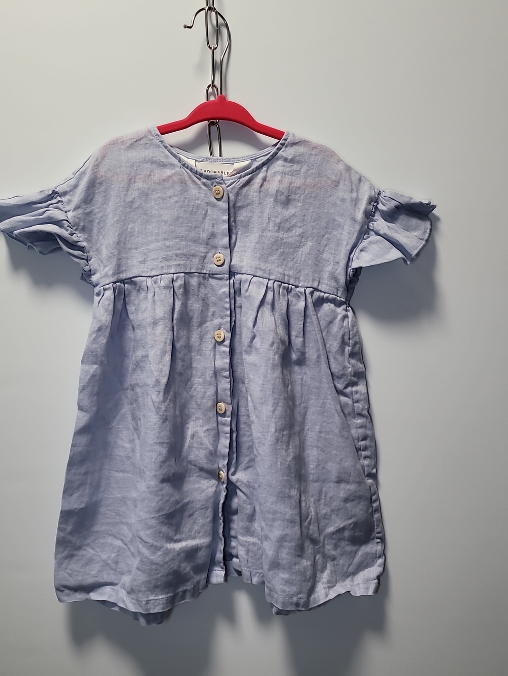 H&M Light Blue Linen Button-Front Dress Top